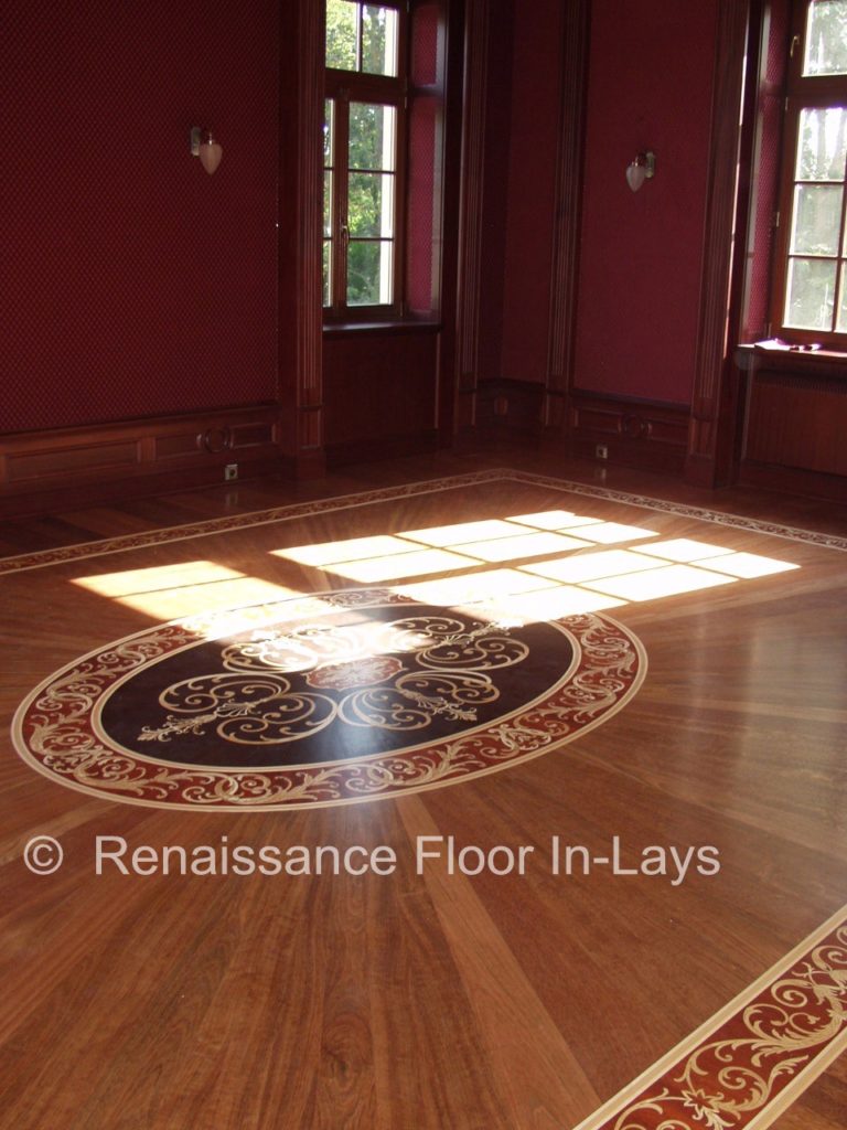 Library hardwood flooring inlays Renaissance