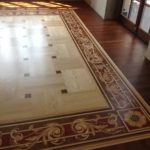 Danning area inlaid wood floor border parquet