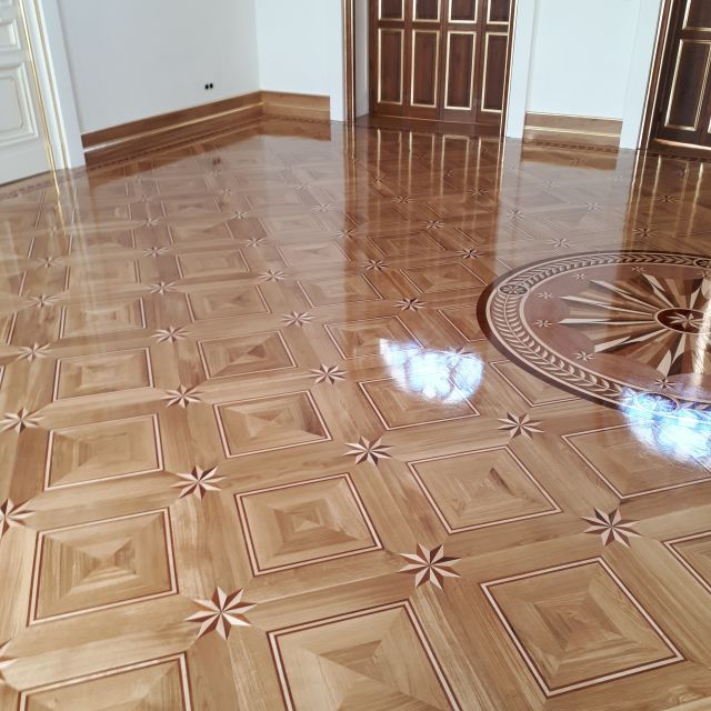 wood floor parquet star and star pattern
